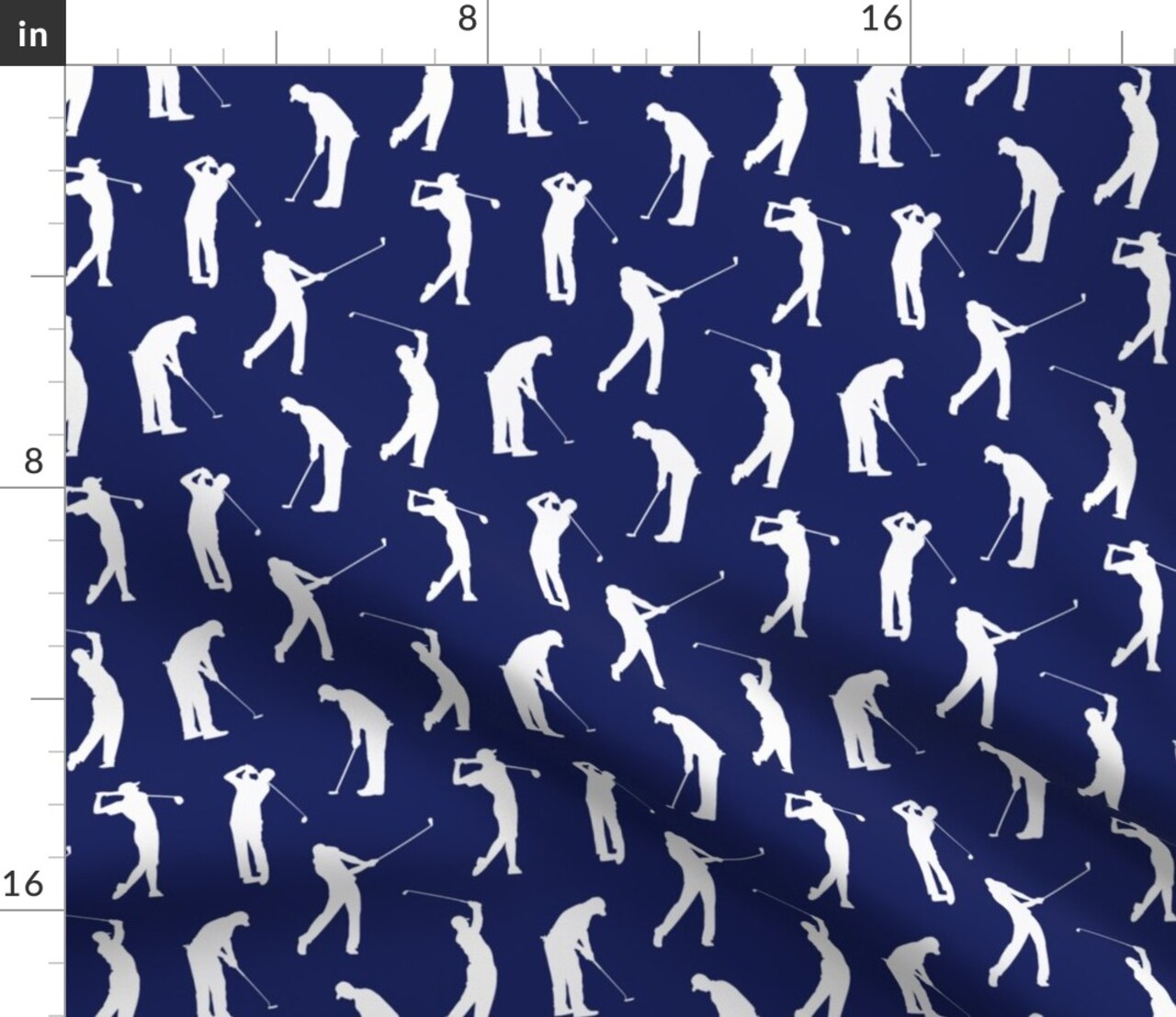 Golfers Dark Blue Small Golf Golfer Man Cave Game Sport Golfing Boys Men Athlete Custom Printed Fabric by Spoonflower Various Fabrics by the Yard or Fat Quarter